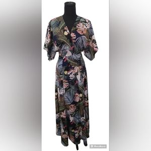Aakaa Hawaiian Wrap Maxi Dress Womens Size Small